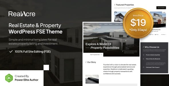 RealAcre Real Estate & Property Full Site Editing WordPress Theme