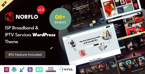 Norflo ISP & IPTV Services Elementor WordPress Theme