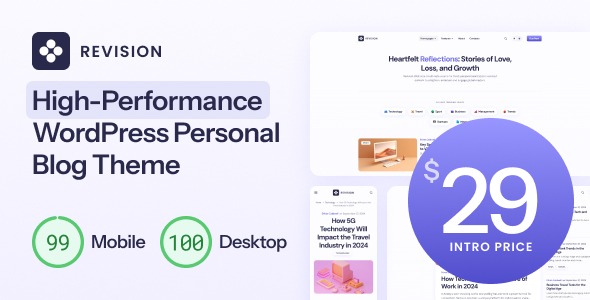 Revision Optimized Personal Blog WordPress Theme