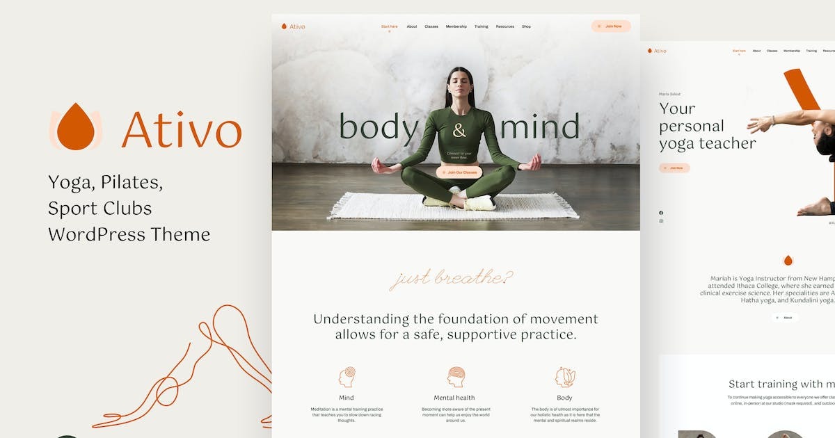 Ativo - Pilates Yoga WordPress Theme